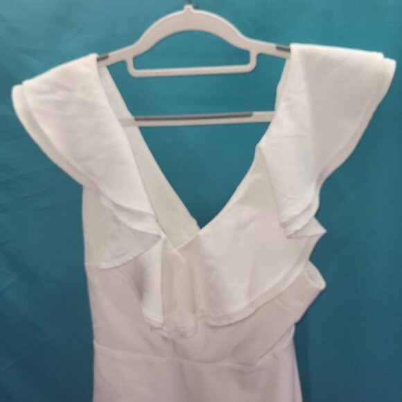 Lulus White Ruffle V-Neck Sleeveless Cocktail Dress S - Picture 2 of 8